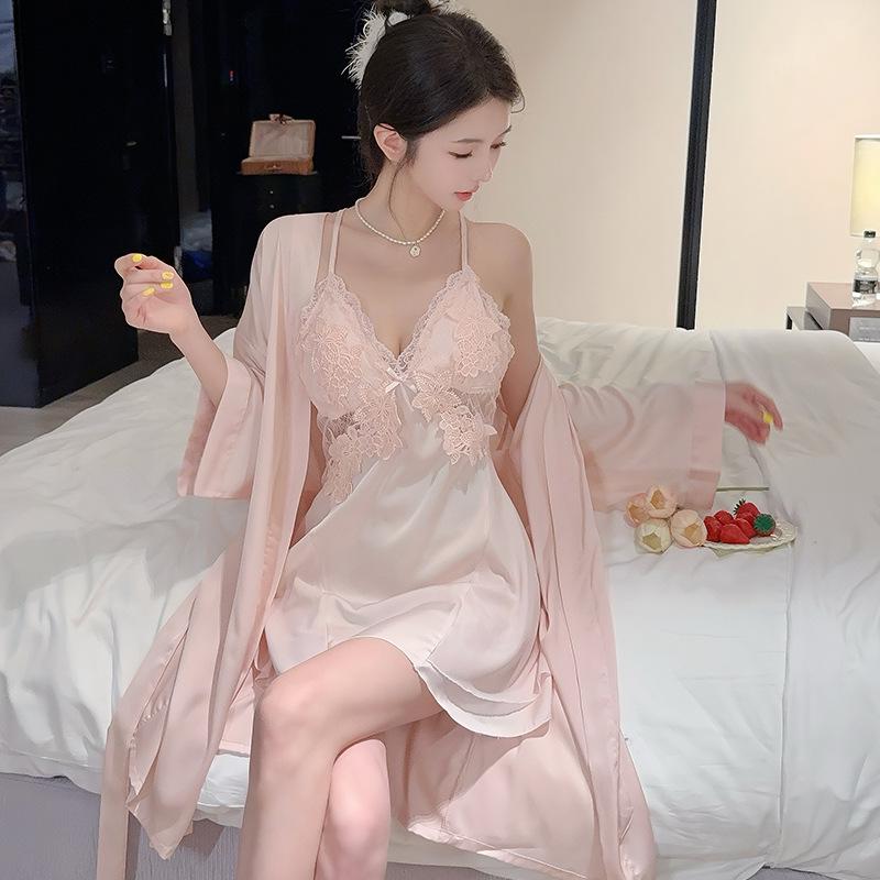 Ice Silk Women's Sexy Lace Camisole & Robe Set - Perfect Gift for Girlfriend - New Spring/Summer/Autumn Collection