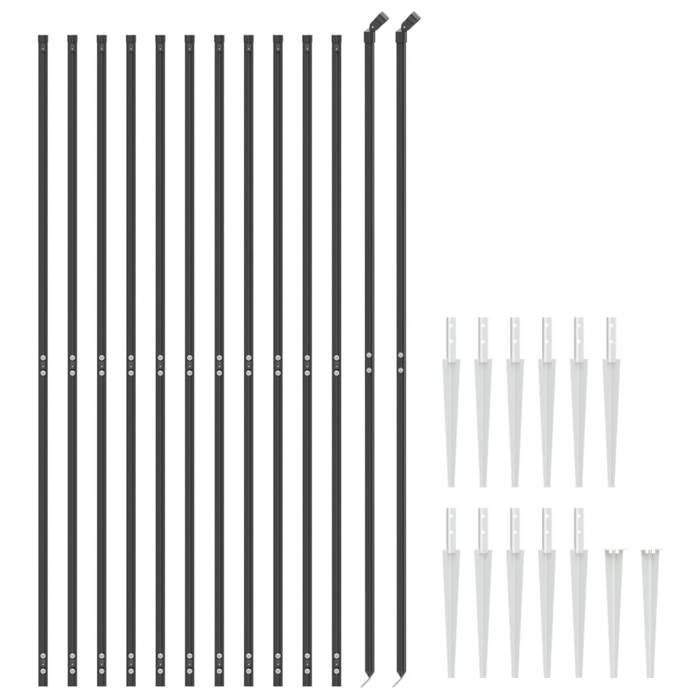 VidaXL Clôture en Treillis Métallique et Ancrage, Panneau de Clôture Décoratif, Barrière de Protection Jardin Patio 154252