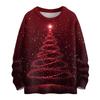 Ladies' Fashionable Casual Long Sleeved Christmas Printed Round Neck Knitted Yarn