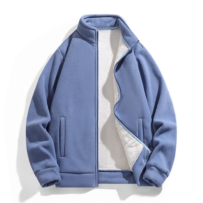 Autumn and Winter Europe and The United States Outdoor Sports Fleece Men's and Women's Hoodie with Fleece and Fleece Thick Fleece Couple Coat