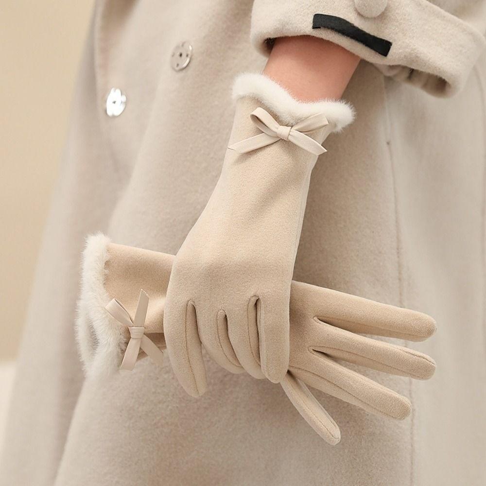 Thicken Winter Thermal Mittens Solid Color Women's Winter Thermal Gloves  Outdoor Sport