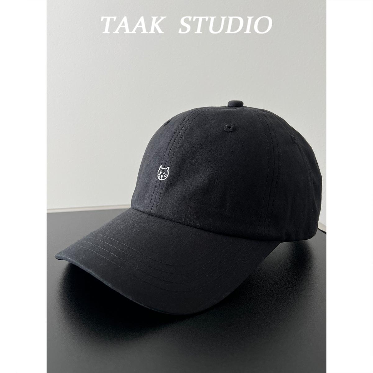 

Pink Cute Cat Baseball Cap for Women, Spring Japanese Style Versatile Cartoon Embroidered Duckbill Cap, Summer Korean Version Adjustable