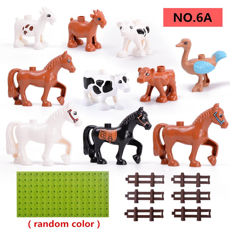 Large Particle Building Blocks Animal Scene Series Zoo World Tigier Lion Giraffe Whale Deer Bricks Toys  For Kids Christmas Gift