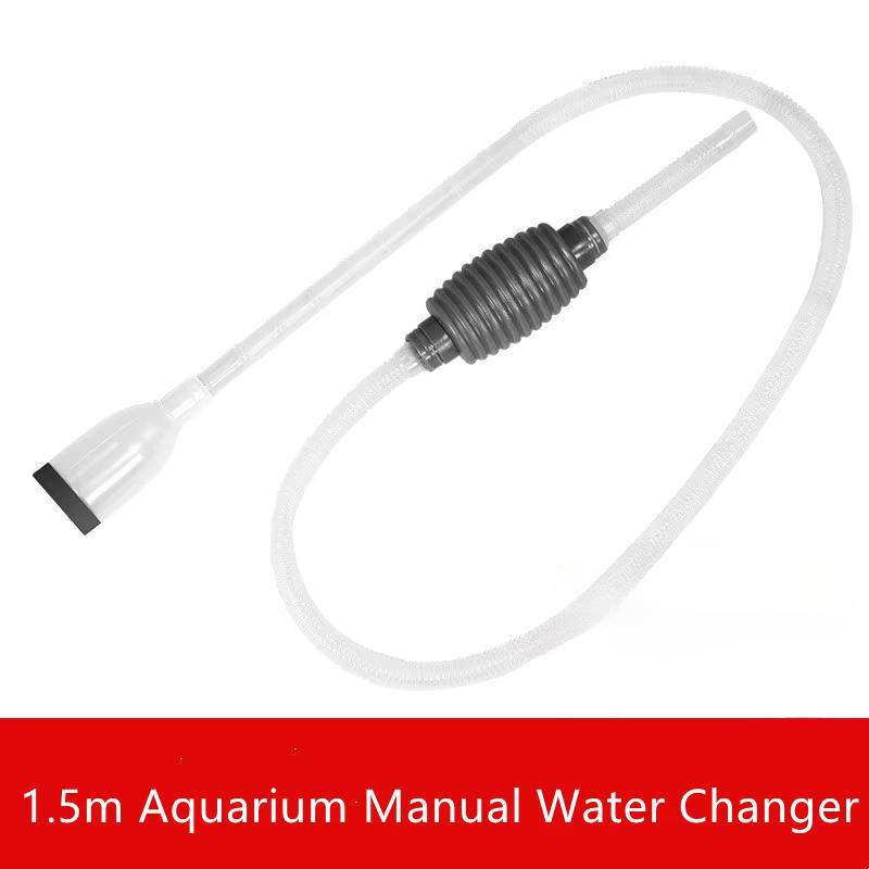 1.5m Aquarium Manual Water Changer Fish Tank Air Pump Cleaning Tools Handheld Aquarium Cleaner Vacuum Siphon Pump Pet Products