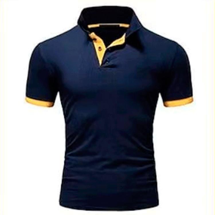 Male Casual Polo Shirts Fashion Contrast Color Design Turn-down Collar Comfortable Tops Slim Fit Short Sleeve Tees