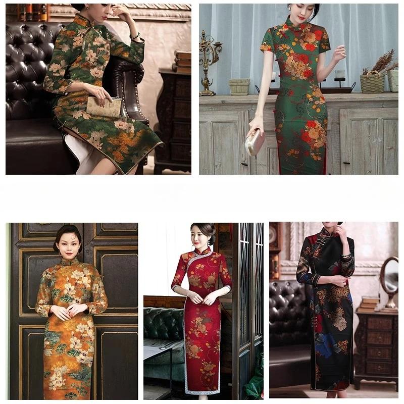 Chinese-style Imitation Silk Cloud Gauze High-end Fabric Soft Cotton Silk Printed Fabric DIY Cheongsam Dress Hanfu Clothing