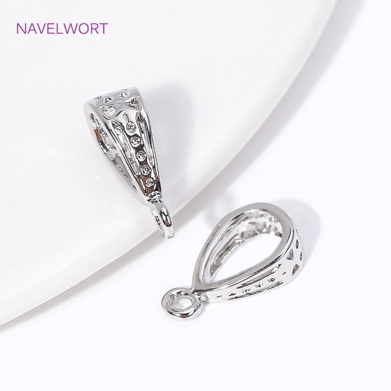 Fashion 18K Gold Plated Brass Droplet Shape Pendant Bail Connector For Jewellery Making Supplies DIY Necklace Making Accessories