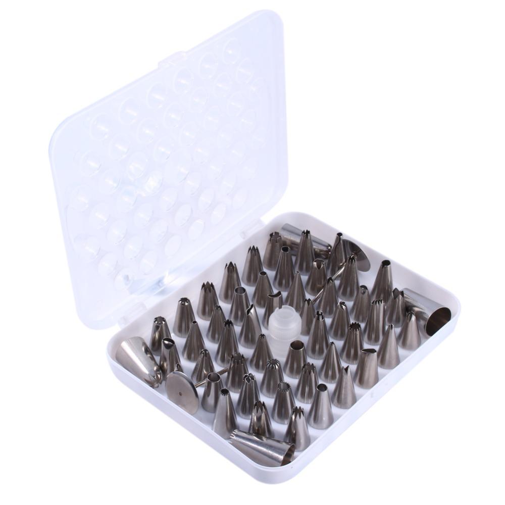 52pcs Pattern Chart Included Piping Nozzles Set Stainless Steel Icing Tips Set  Cake Decoration