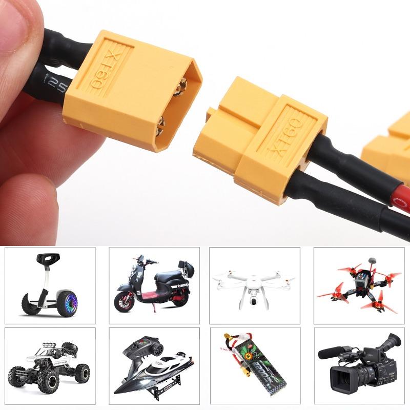 For XT60 Parallel Battery Connector Male/Female Cable Dual Extension Y Splitter/ 3-Way 14AWG Silicone Wire for RC Battery Motor