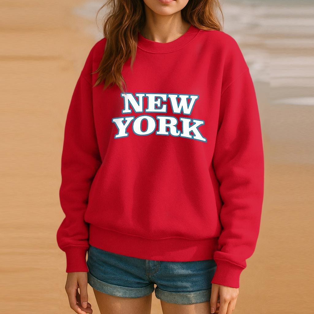 Genser med rund hals for kvinner Høst Grafiske gensere Ferie Langermet Nedsenket skulder Pullover