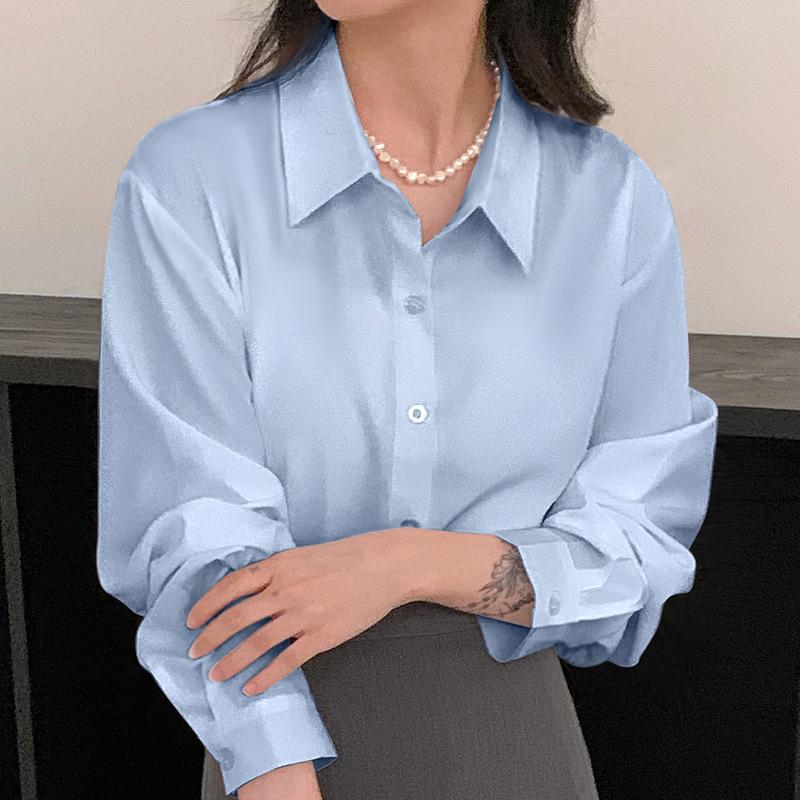 Premium Solid Color Niche Shirt for Women In Spring Autumn Loose Versatile Covering Flesh Slimming Professional Top Blouses & Shirts