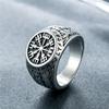 New Vintage Viking Rune Stamp Ring Men Domineering Punk Nordic Amulet Jewelry Accessories