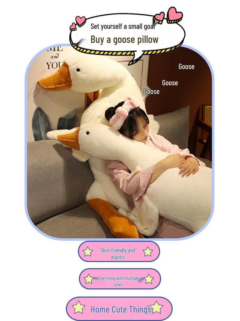 Douyin Viral Giant White Goose Plush Pillow – Cute Duck Stuffed Animal for Birthdays