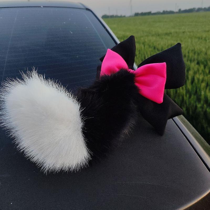 Decorazione Coda Auto Peluche Soffice Fiocco Carino Tocco Morbido Multi Colori Styling Esterno Auto Accessori Auto Per Ragazze