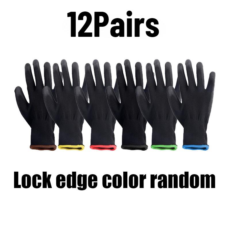 6/12Pairs Coating Nylon PU Work Gloves Camping Factory Machinery Gardening Woodworking Outdoor Work Car Repair Supplies