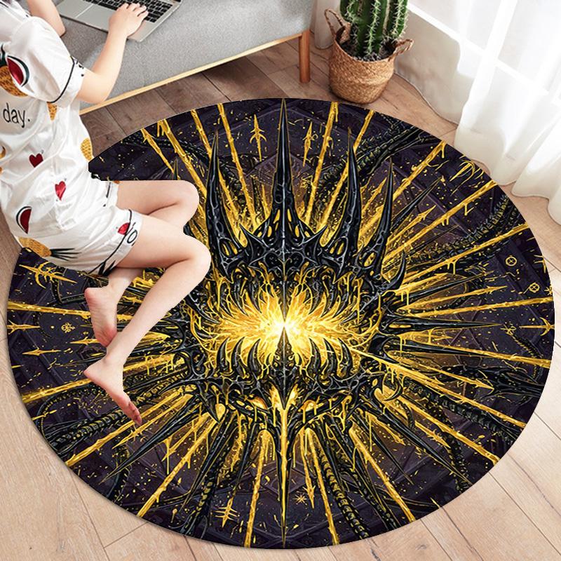 Vortex Crossing Gate Round Area Rug,Carpet Rug for Living Room Bedroom Sofa Playroom Decor,Non-slip Floor Mat