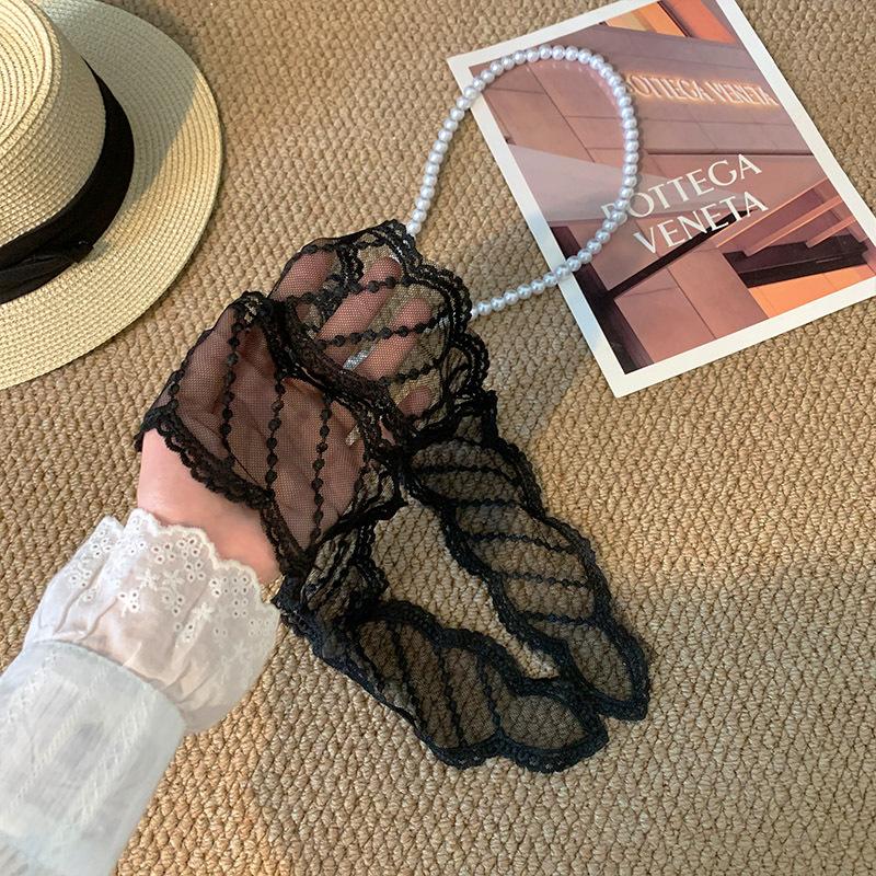 Elegantní dlouhý mašlový krajkový pásek řetízek dámský perlový střapec ozdoba pasu vázací řetízek k šatům džínový pásek