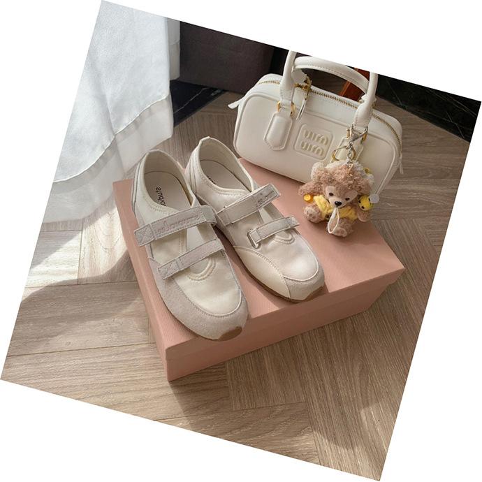 Water drop hollow double Velcro color matching ballet casual shoes leather soft sole not tired feet thin round head flat sole single shoes