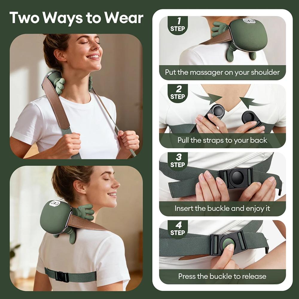 Neck Shoulder Massager Finger Pressure Shiatsu Neck Back and Shoulder Massager Electric Kneading Neck Deep Massage Muscle Relax