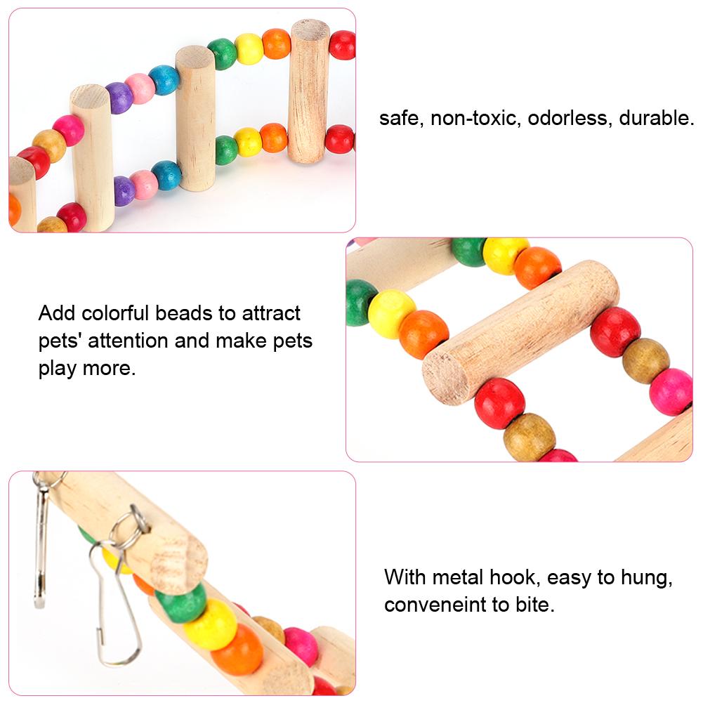 Wood Pet Parrot Suspension Bridge Climbing Toy Bending Freely Playing Supply6x30cm