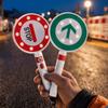LED Handheld Stop Sign Reversible Road Safety Sign Super Bright Signal Stop Go Sign  School