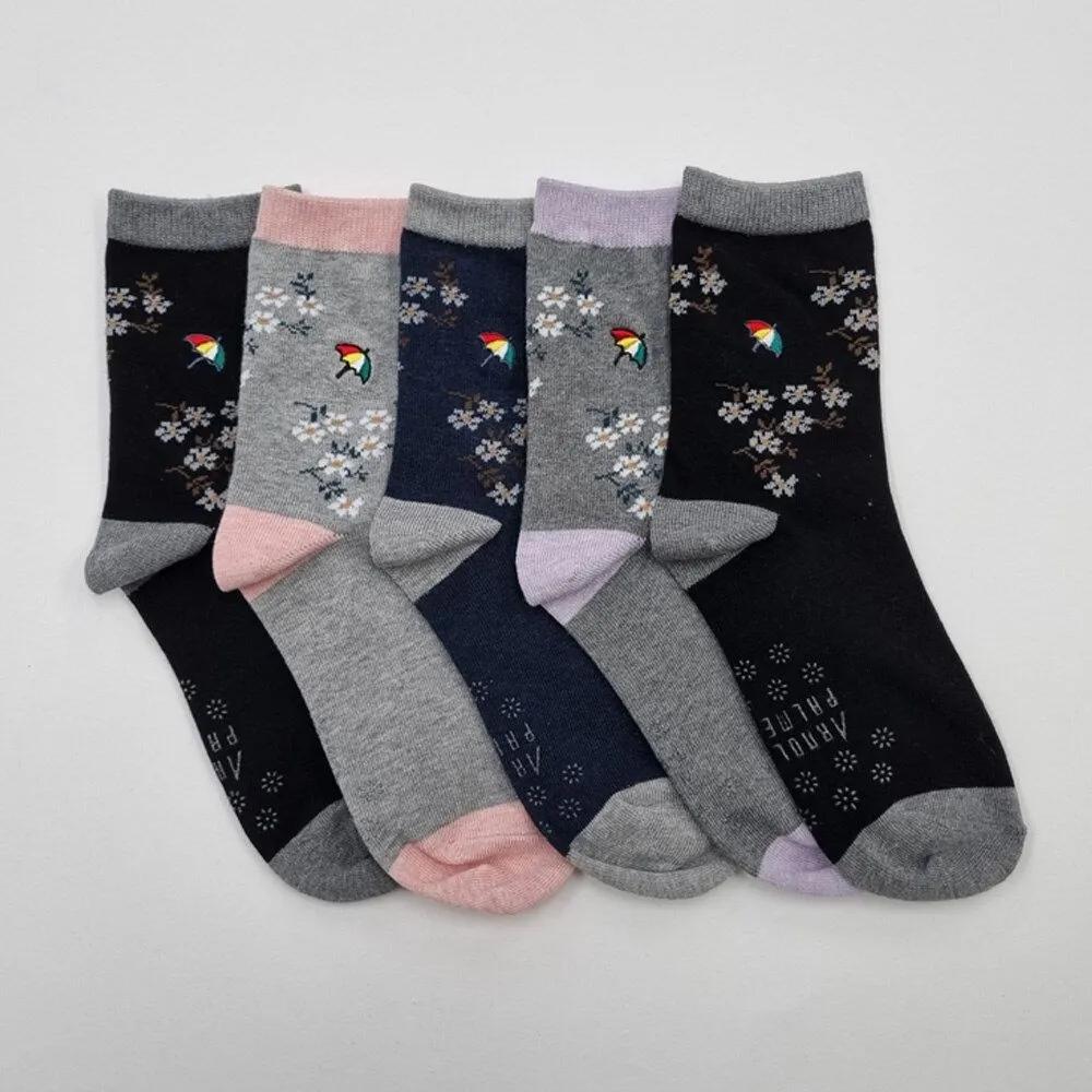 Arnold Palmer Floral Non-Slip Women s Mid-Length Socks 5 Pairs 5 pairs (color mix)