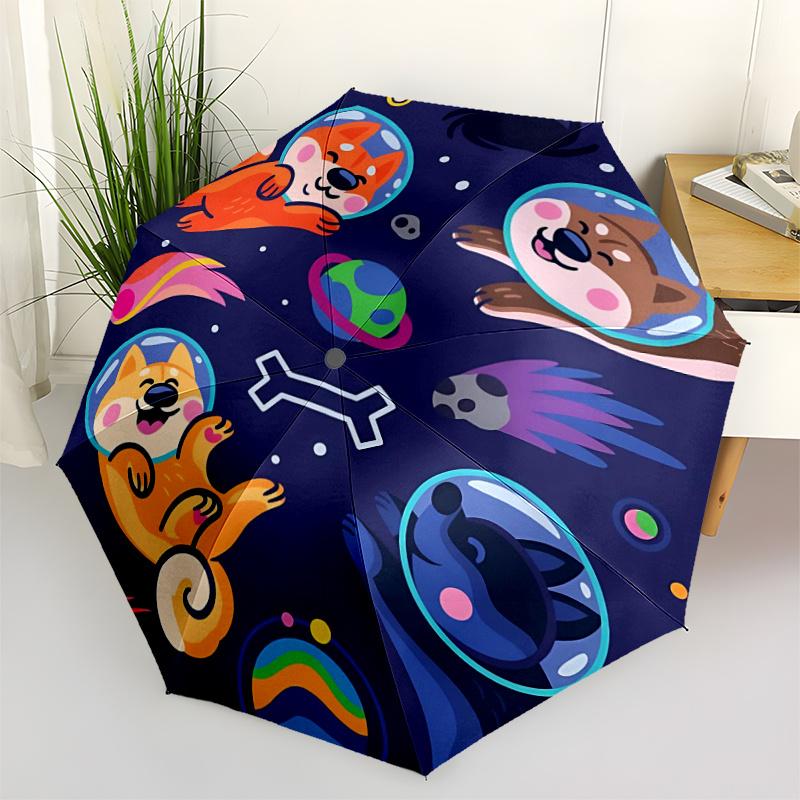 1pc Space Puppies Automatic Open/close Umbrella, 8-Rib Sturdy Structure, Portable Travel Umbrella, Parties, Everyday Use, 06