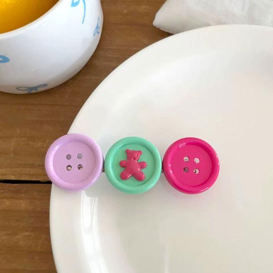 Girl Hairpin Contrasting Color Design Button Shape Hair Clip Non-irritating Side Bang Hair Pin Hair Accessory