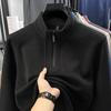 2025 Autumn/Winter Men's Solid Color Half-Zip Windproof Stand Collar Fleece Hoodie