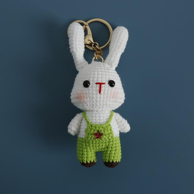 Pilot Design Cute Rabbit Crochet Keychain Handmake Crochet Animal Doll Keyrings For Bag Pendant Knitting Rabbit Keychain Custom