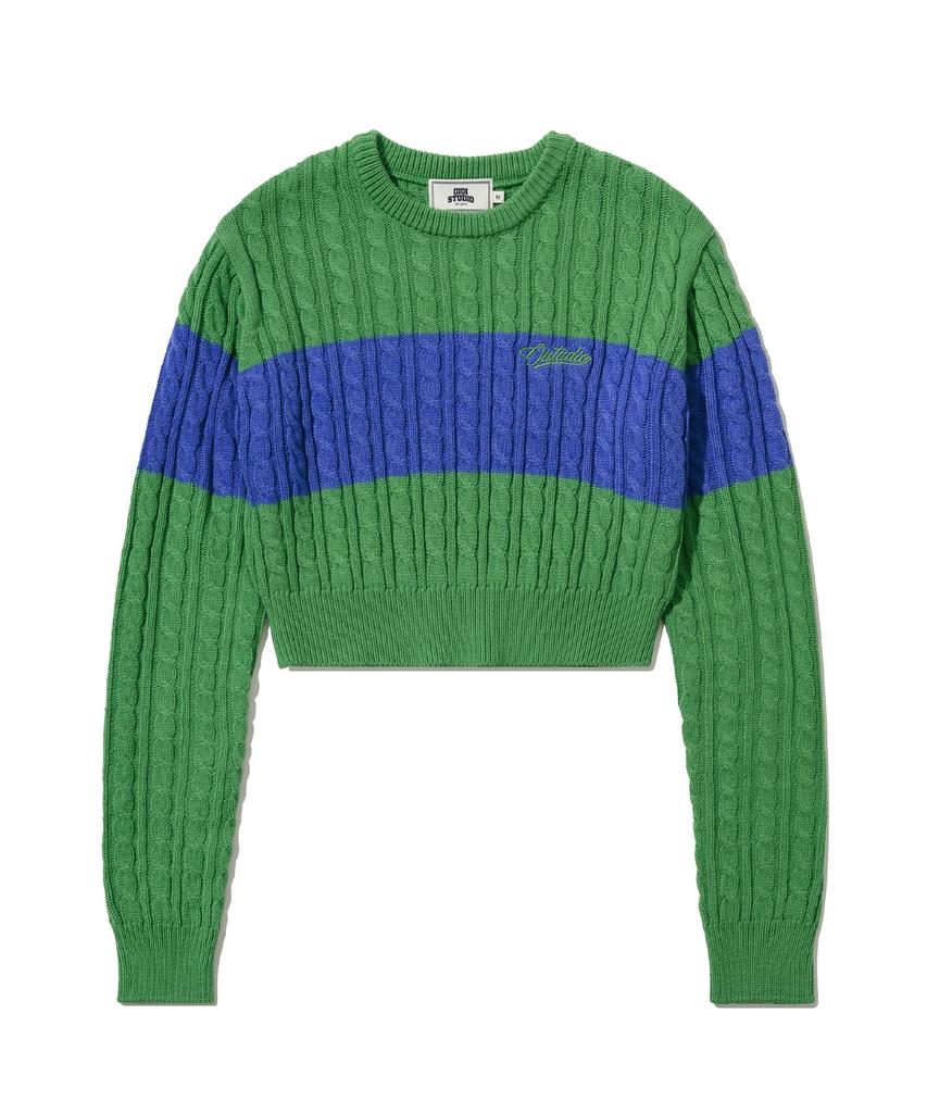 OIOI COLLECTION Wavy Logo Crop Knit_Green