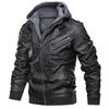 Autumn and Winter Men's Removable Hooded Thin Knitted Pu Leather Jacket Large Size Locomotive Leather Jacket