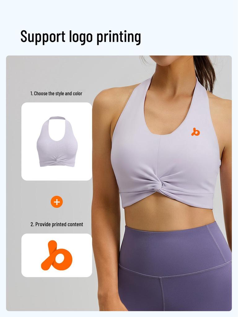 Pleated Yoga Halter: Detachable Chest Pad, Backless, Shockproof, High-Elastic Nylon Sports Tank Top