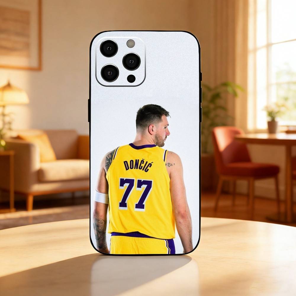 Basketball L-Luka D-Doncic 77 Phone Case For iPhone17,16,15,14,13,12 Plus,Max Soft Silicone Black Cover