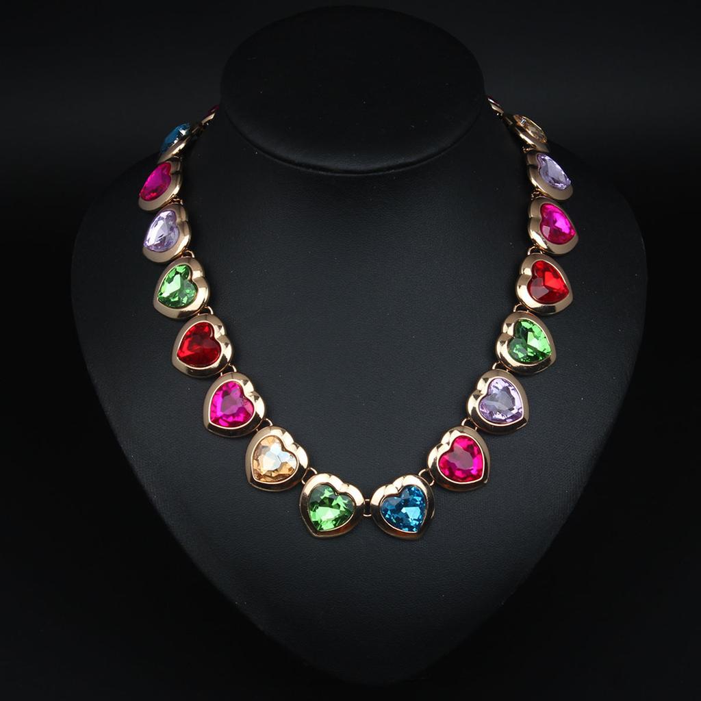 Textured Love Gem Inlaid Short Collarbone Necklace Women'S Jewelry