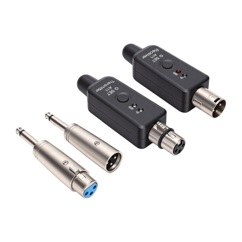 Microphone Transmitter and Receiver Set 2.4GHz XLR to 6.35mm Rechargeable Wireless Microphone Transmitter for PA System