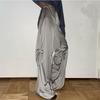 European and American Solid Color Vertical Feeling Floor Dragging Satin Trendy Loose Casual Pants