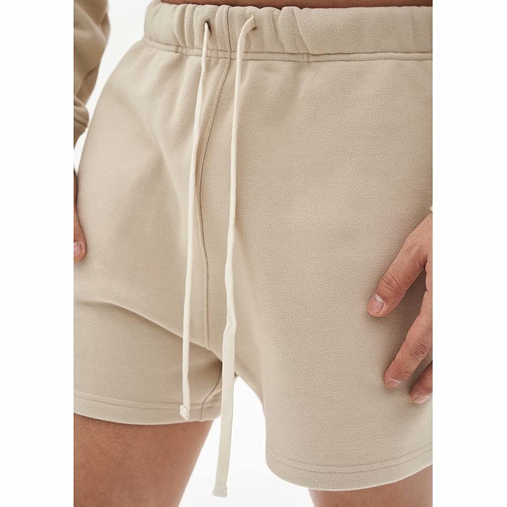 KULIXI Men's Training Shorts, Gym Shorts, Sportswear, Fitness Pants with Pockets, Casual Shorts, Khaki, Size 2XL, DK-5211