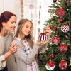 Packung mit 12 natürlichen Holz-Rotkugel-Weihnachtsbaumschmuck Hängedekoration für Baum Wand Feierparty Zubehör