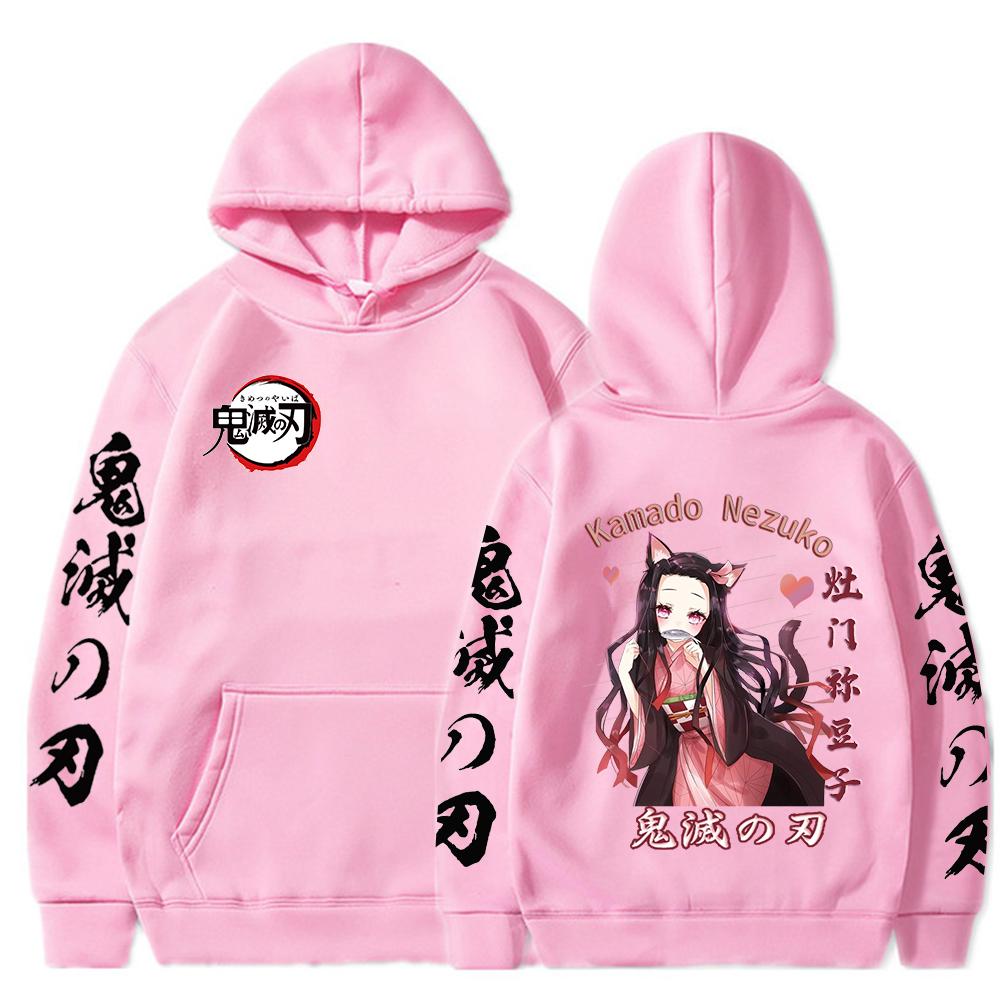 Japan Anime Demon Slayer Kamado Nezuko Hoodie Kimetsu No Yaiba Kawaii Cartoon Hoody Pullover Sweatshirt Boy Girls Fleece Hoodies