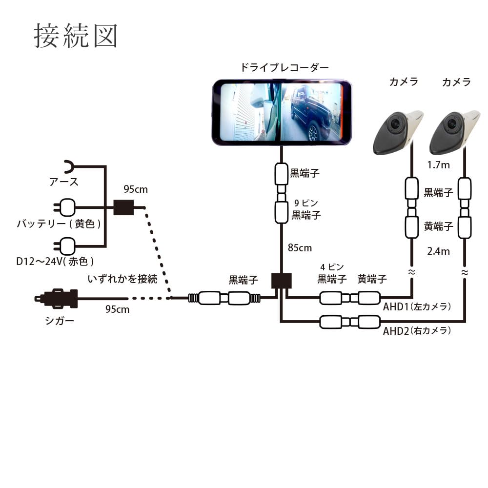 Electronic Side Mirror Drive 1080p Full Side Split Parking Includes Power Adjustable Side View Compatible with Cigarette Lighter JS625 Recorder, HD,