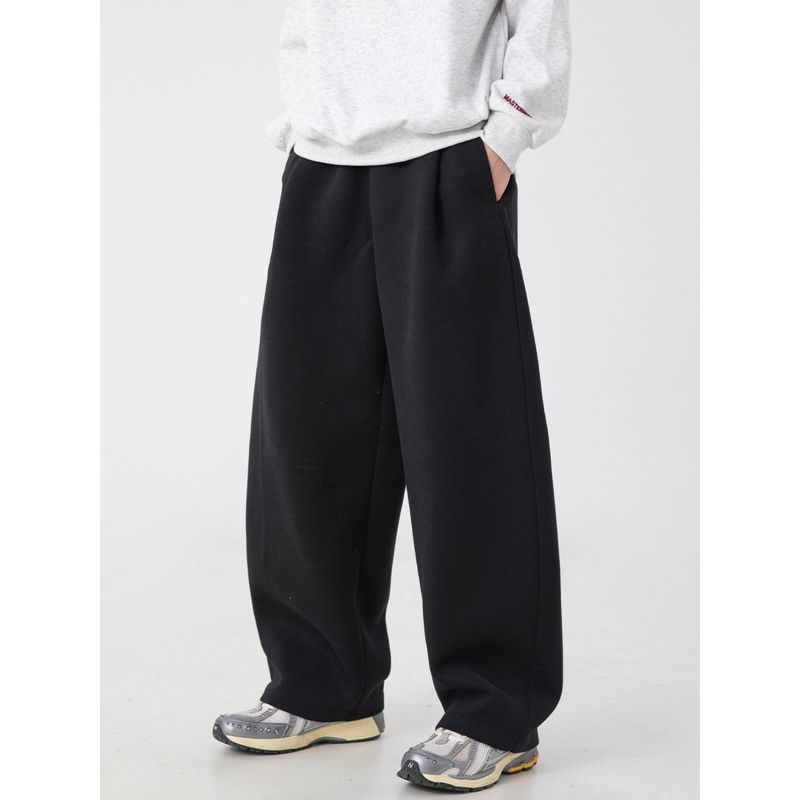 Wassup Trendy Brand Heavyweight Gray Sweatpants for Men 2025 New Spring and Autumn Loose Straight-Leg Elastic Waist Casual Knife-Cut Pants