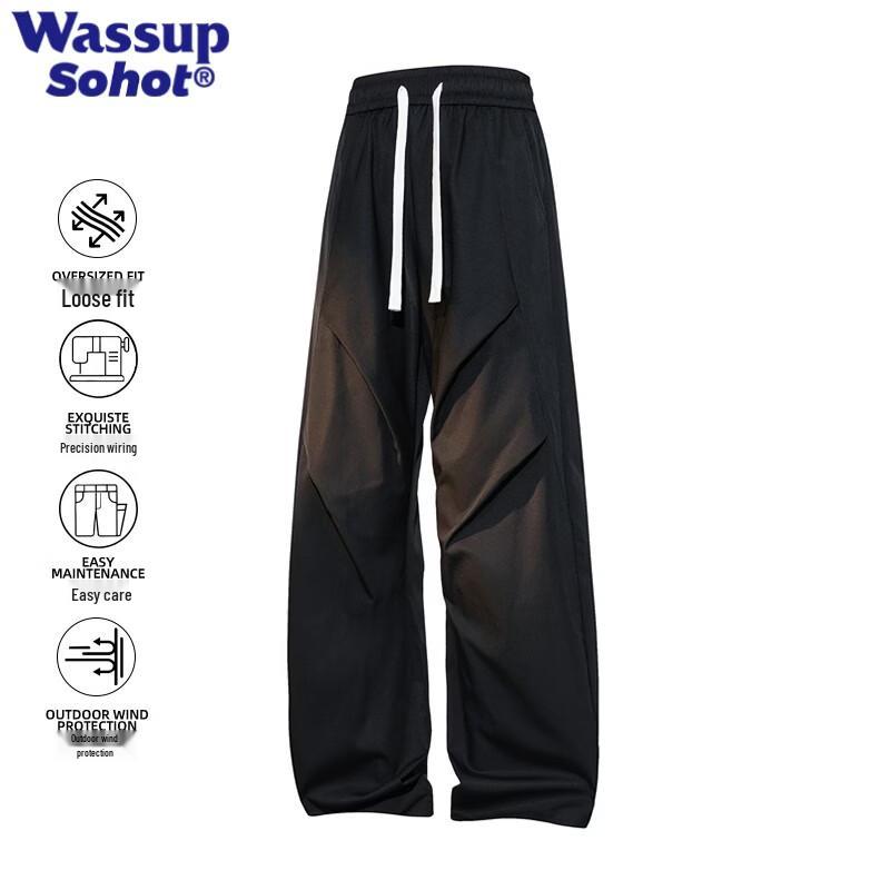 Wassup Sohot Men s Loose Straight-Leg Casual Sports Pants 3XL чёрный