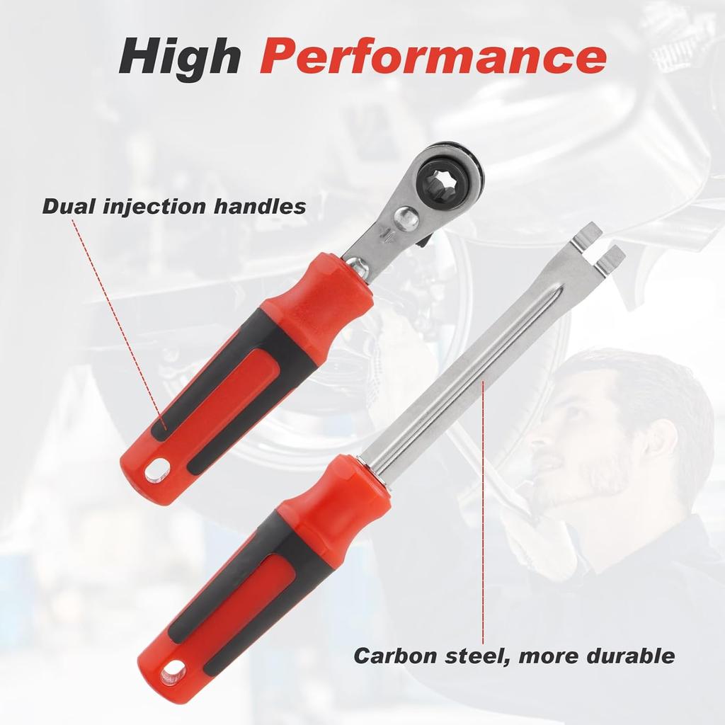 Slack Adjuster Tool Set – 5/16' Double Square Reversible Ratcheting Wrench, Reversible Mechanism For Easy Adjustments – Durable, Precision Slack