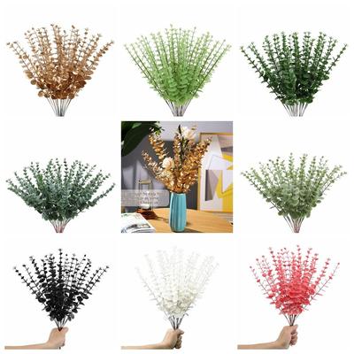 10 Stück/Set Langlebige Kunststoff-Eukalyptusblätter Künstliche Eukalyptuspflanzen Simulation Heim-Requisiten, Farbecht