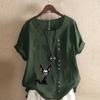 Women's Fashion Cute Fox Prined Short Sleeve T-shirt Loose Cotton Shirt Casual Loose Summer Blouse Tops Plus Size