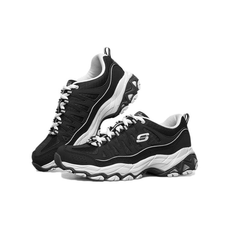 Skechers D'Lites Cushioning Low Top Chunky Sneakers Women's Black White 12087-BKW