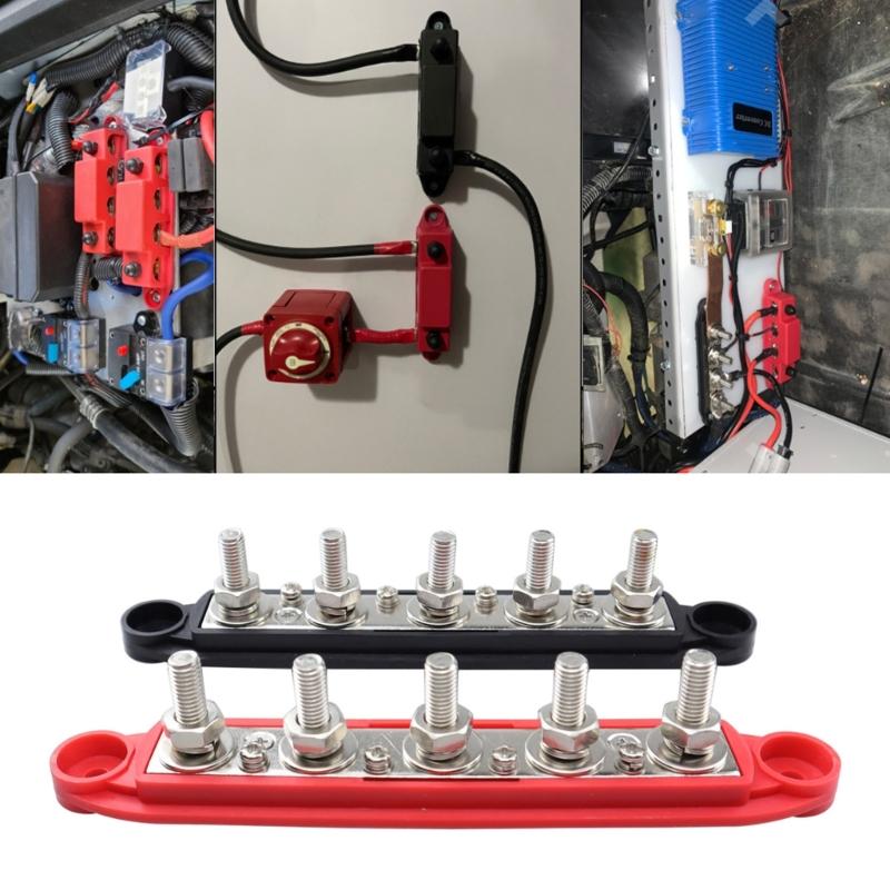 5 Přípojnice bloku rozvodu napájení s krytem 300A pro automobilový průmysl a solární kabeláž (1/4", 5/16", 3/8")