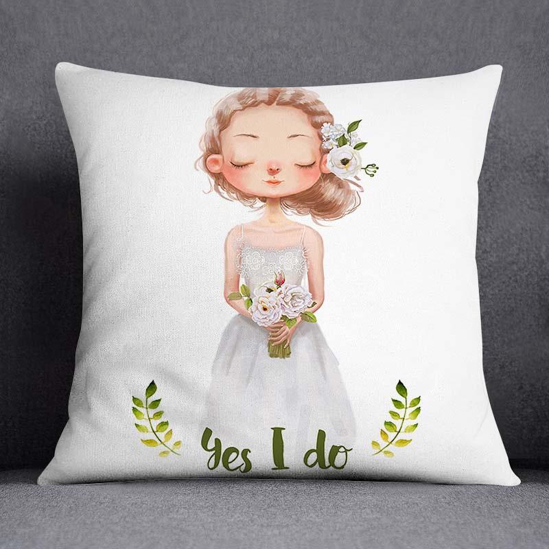 Yoga Little Girl Animal Series Pattern Decorative Pillowcase Square Pillowcase Home Office Ornament