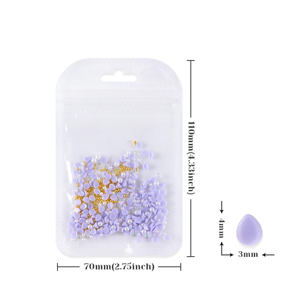 150pcs Violet Carving Petals Nail Charms Flower Decoration Accessories Nail Parts Supplies for DIY Women's Nail Art Design